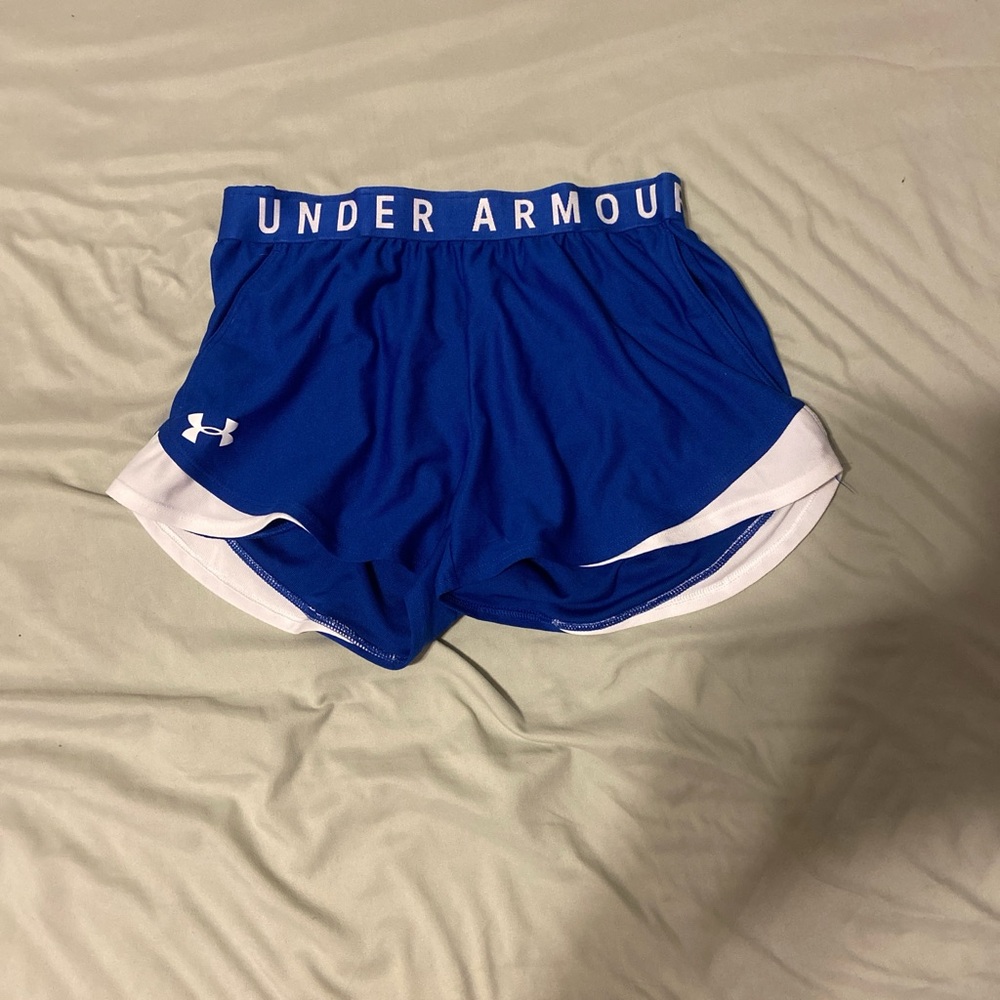 Under Armour Women's Royal Blue and White Athletic Shorts